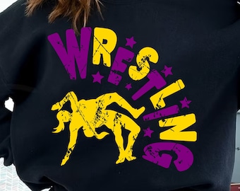 Vrouwelijk Worstelen png, Gouden Paarse Sterren Letters Meisjes Verontruste ontwerp png, Sublimatie ontwerp