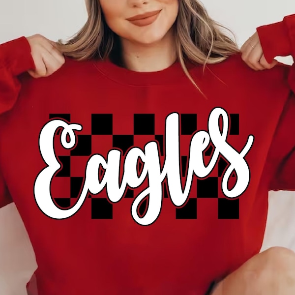 Águias quadriculadas svg png, Águias retrô vintage svg png, arquivo de corte Cricut digital da Eagles Trendy, download digital da Eagles