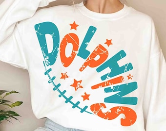 Delfine png, Delfine Senf Gelb Türkis Buchstaben Sterne Ball Naht Sublimation Design png