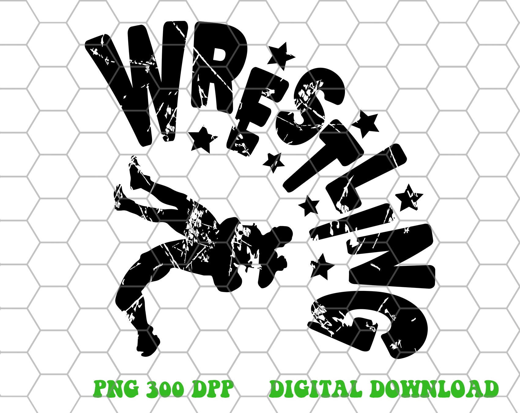 Wrestler Letters Men's Wrestling Png, Black Distressed Stars Letters Design Png ...