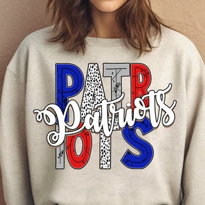 Patriots Dalmatian png, Patriots Retro Blue Red White Dalmatian Dots Distressed vintage Letters design png