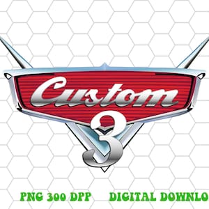 Cars Custom Logo with Name and Age png digital download 300dpi