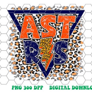 Astros png, Astros Orange und Navy Leopard Lightning Bolt Design png, Sublimation Design png