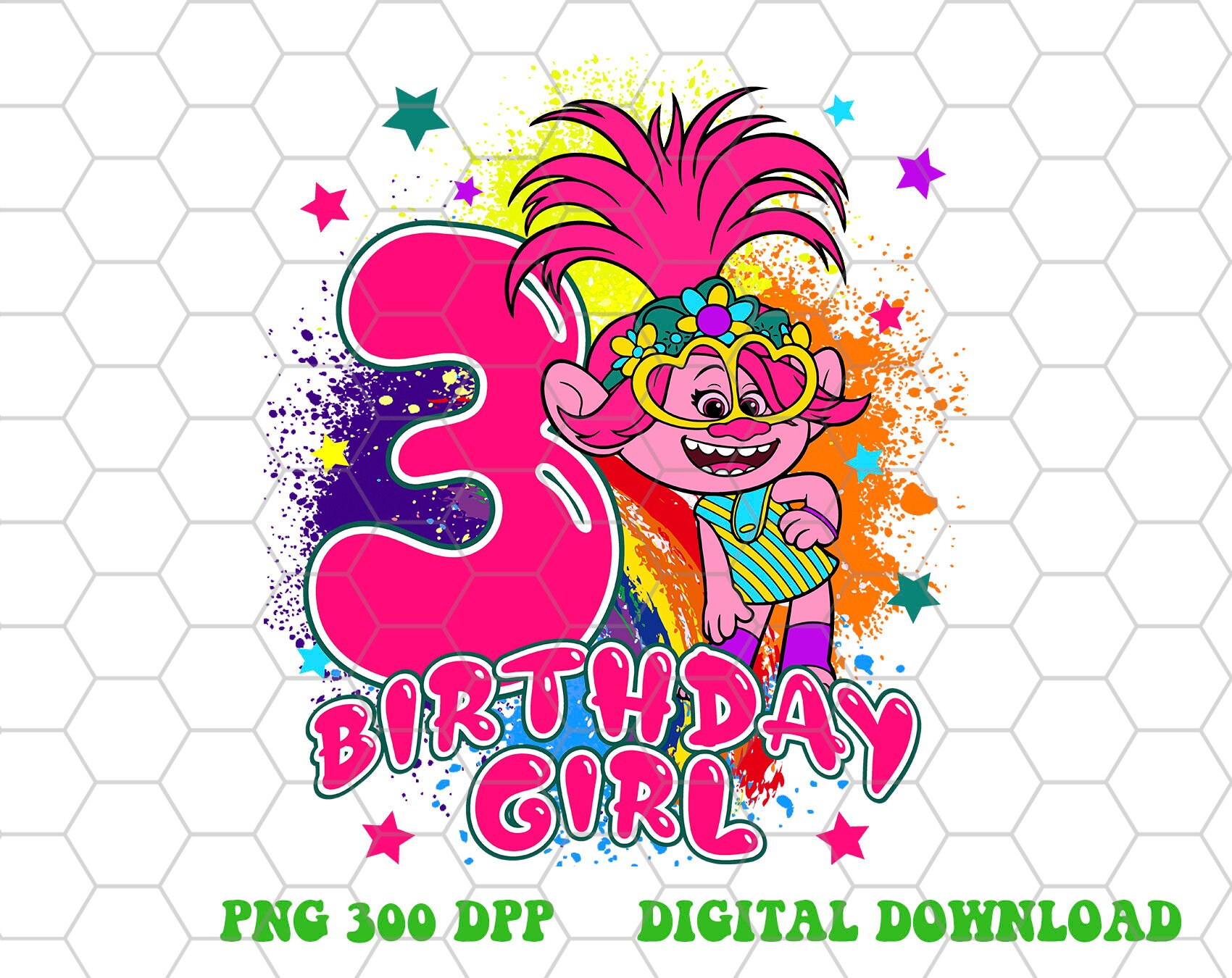 Trolls Birthday Girl Png 3th Birthday Girl Quality Design for Print ...
