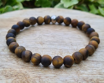 Lama Bracelet, Matte Tiger Eye Bracelet 8mm, Men's / Women's Bracelet, Men's Gift, Natural Stone Bracelet, Lithotherapy Bracelet,