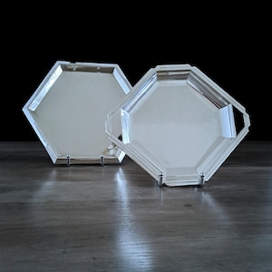 Christofle Paris, Gallia Production Trays, Set of Two, Rare Early Century Art-Deco finished with Silverplate Circa 1930.