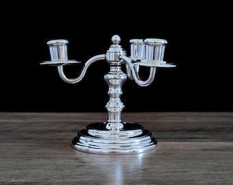Christofle Paris Chandelier / Candlestick Holder 20th Century Vintage Model Albi Three Branch / Light Finished with Silverplate.