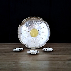 Christofle Paris Presentation Plate with Three Petite Dishes. Early Century Art Nouveau Finished in Silverplate, Pre-1935 Rare Items..
