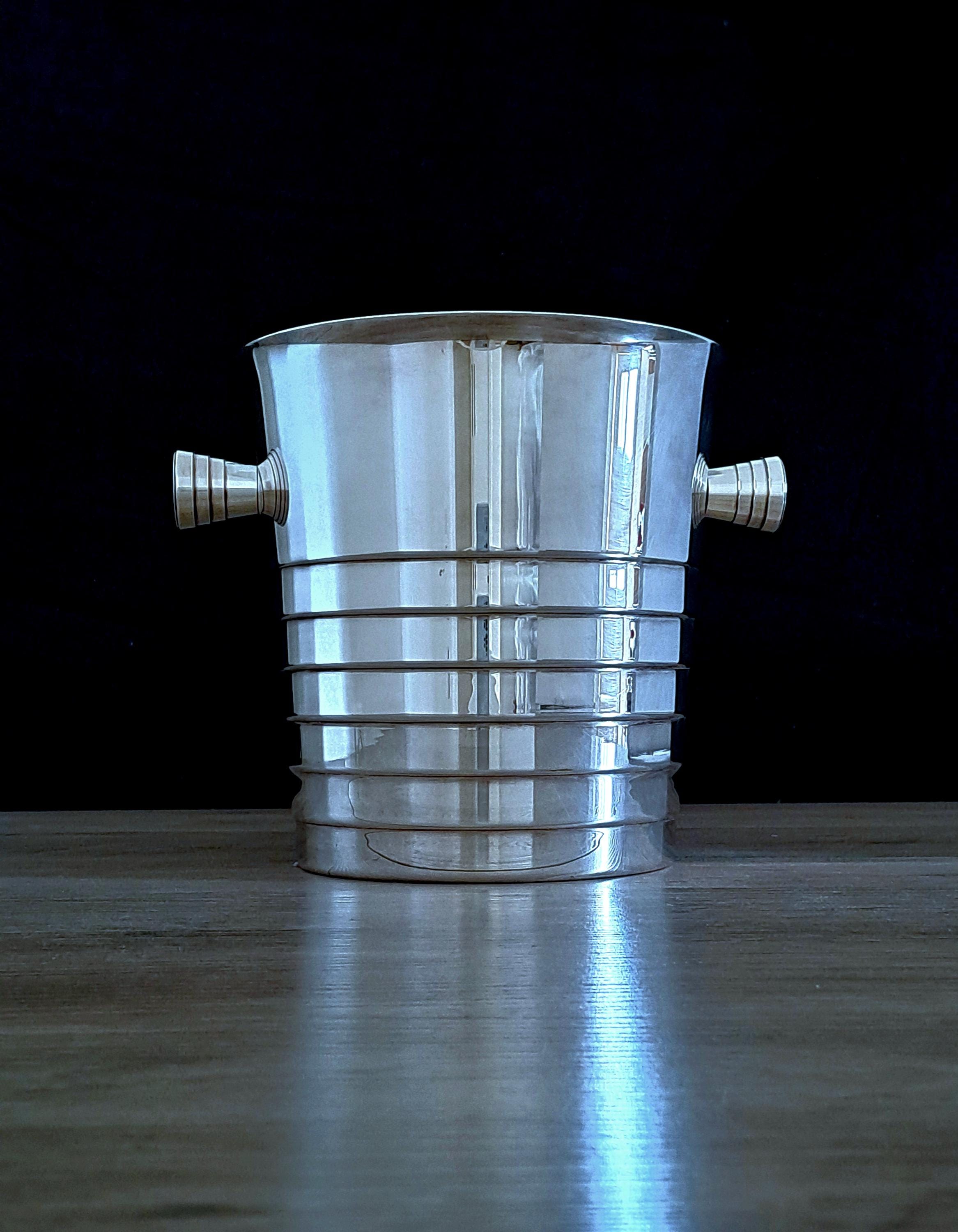 Seau à Champagne Folio Christofle Vintage – Argenté, Plaqué Argent, France, Parfait état