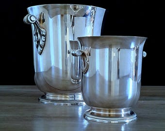 Ercuis Paris Champagne Cooler and Ice Cube Bucket 20th Century Vintage Finished with Silverplate.