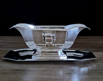 Saglier Frères Silver Plated Sauce Dish | French Art Deco Tableware | Octagonal Design