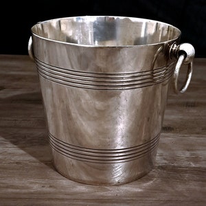 Apollo Frankreich Champagnerkühler im Art Deco Design mit Silberplatte.