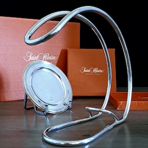 Wine Coaster and Wine Stand / Pourer Set By Saint Hilaire Paris. 20th Century Vintage finished with Silverplate.