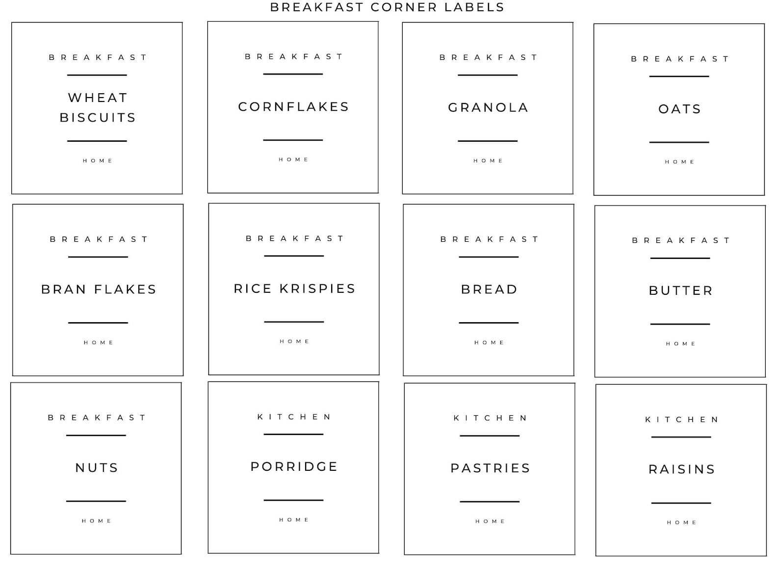 Breakfast Cereal Printable Labels A4 Size Ready to Print - Etsy