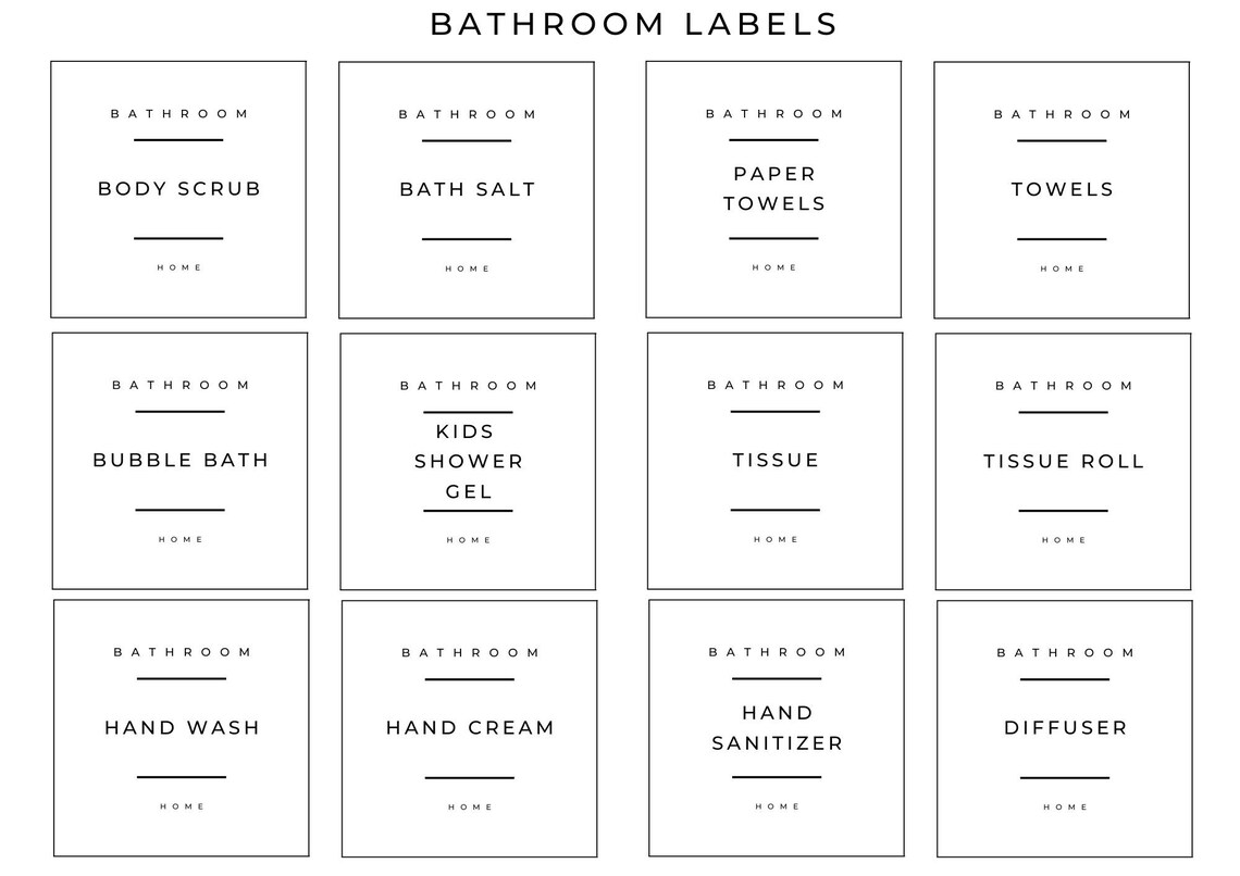 Bathroom Labels Printable A4 Size Ready to Print - Etsy