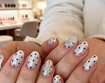 Handmade Classic Polka Dot Press On Nails - Reusable Fake Nail