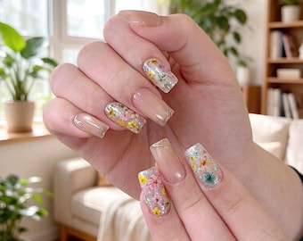 Handmade Luxury Spring Compositions Press On Nails - Reusable Fake Nail