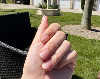 Uñas postizas clásicas Baby Boomer, hechas a mano, reutilizables, almendra, ataúd, cuadradas y de aguja.