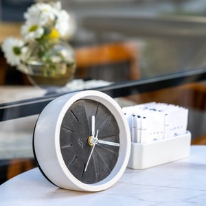 Handmade Concrete Desk Clock: Modern Minimalist Tabletop Decor