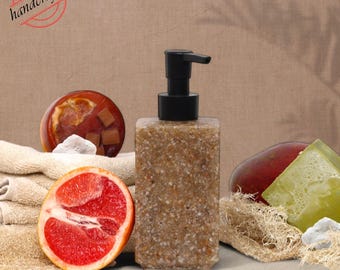 Handmade Quartz Resin Soap Dispenser: Natural Yellow Stone Modern Bottle Pump