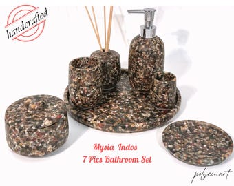 Resin Natural Stone 7-Piece Bathroom Accessories Set