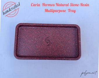 Handcrafted Natural Stone & Resin Tray: Elegant Vanity Decor (10x18 cm)