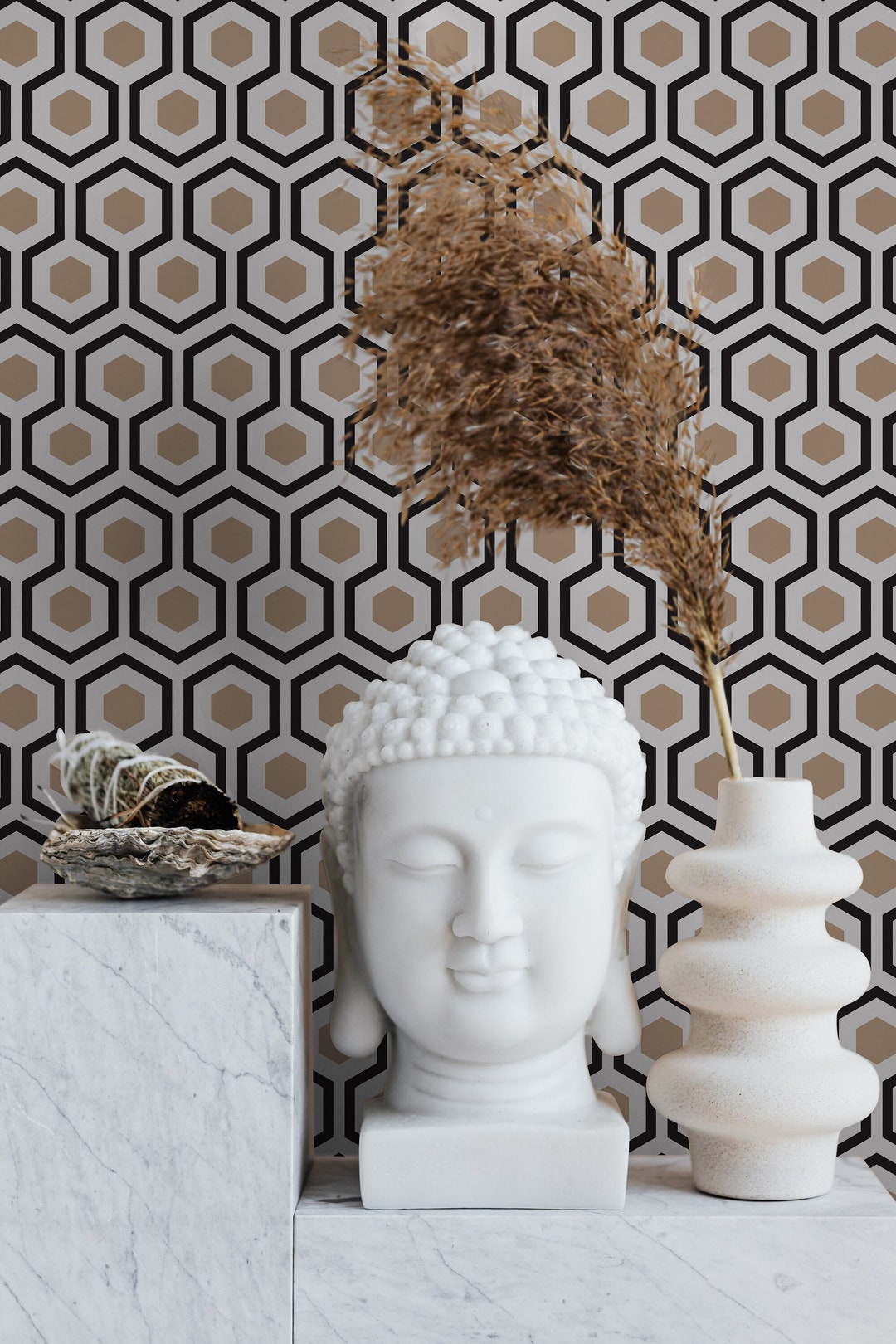 Retro Art Deco Removable Wallpaper Geometric Pattern Etsy