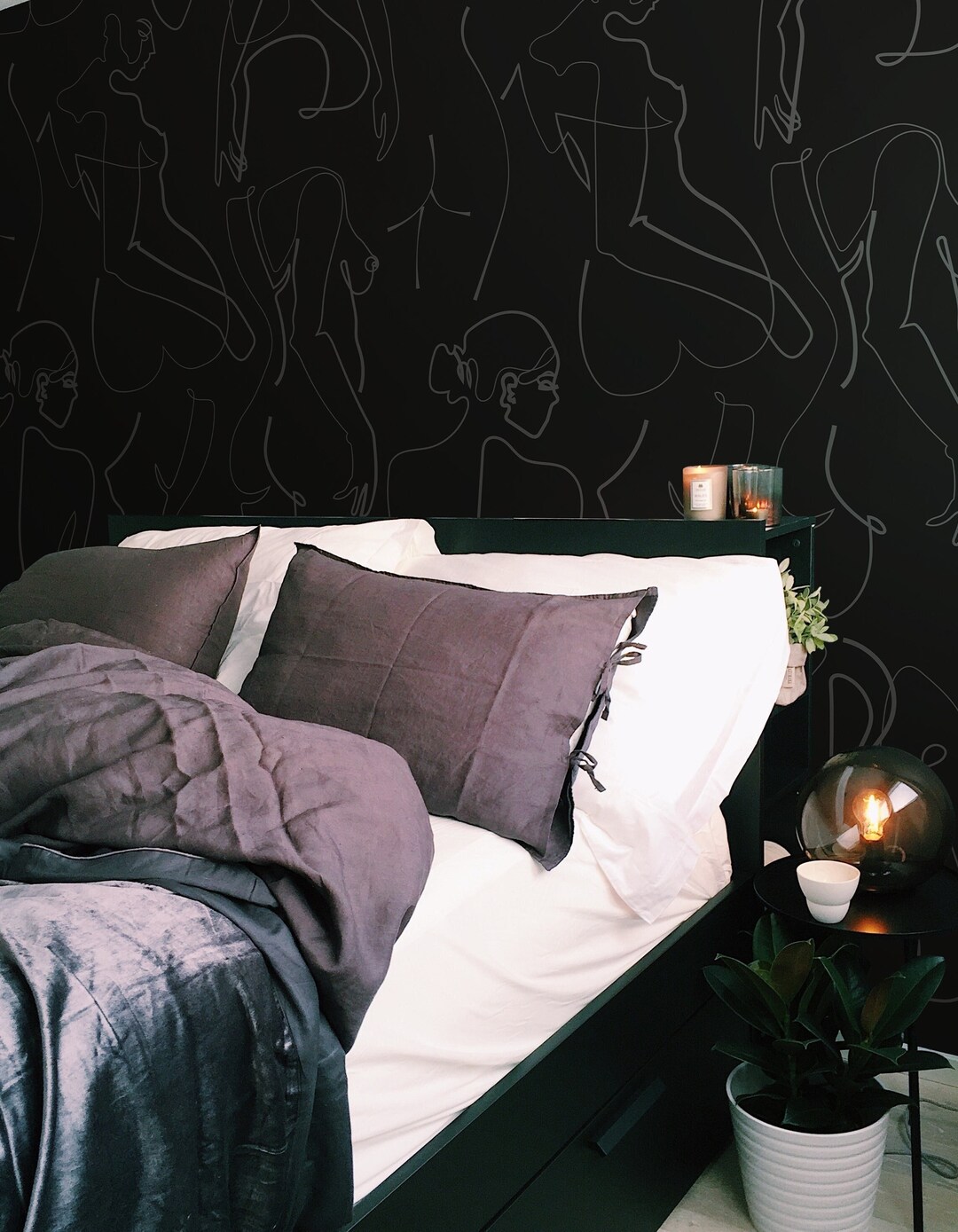 Female Body Line Black Removable Wallpaper Woman Silhouette - Etsy Australia