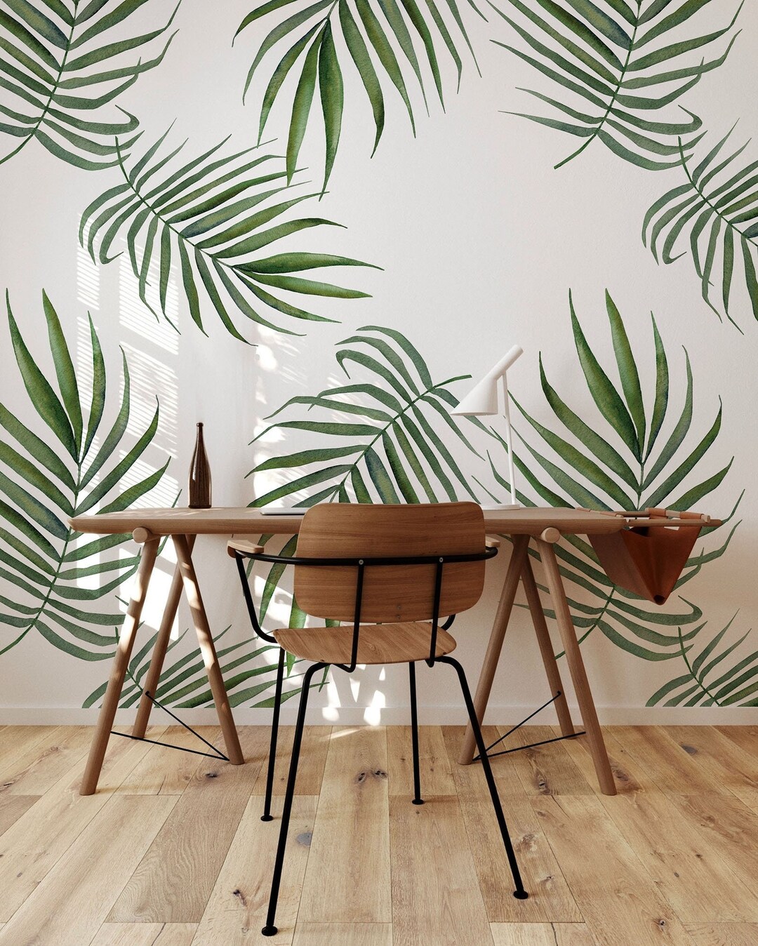 Botanical Green Leaf Removable Wallpaper Nursery Wall Mural Etsy