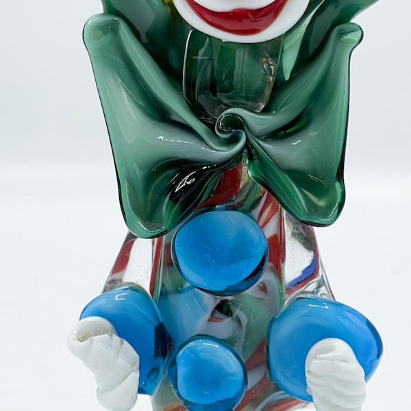 Verre multicolore de Clown de Murano vintage italien - Sculpture de Clown de Murano coloré - PARFAIT ÉTAT DE PARFAITE