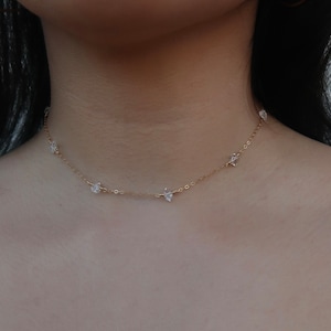 Herkimer Diamond Necklace, Dainty Gold Filled Necklace, Minimalist Bridal Jewelry