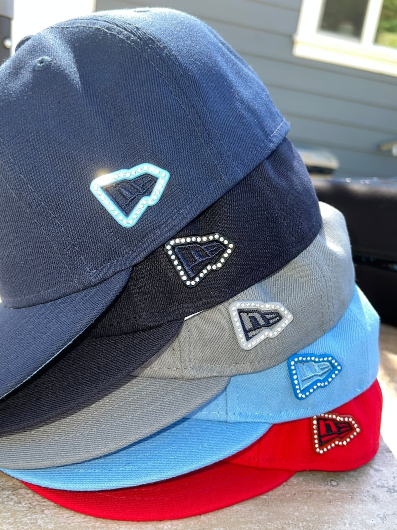 New Era Frame Fitted Hat Pin With Gems Blue Red Grey UNC Etsy