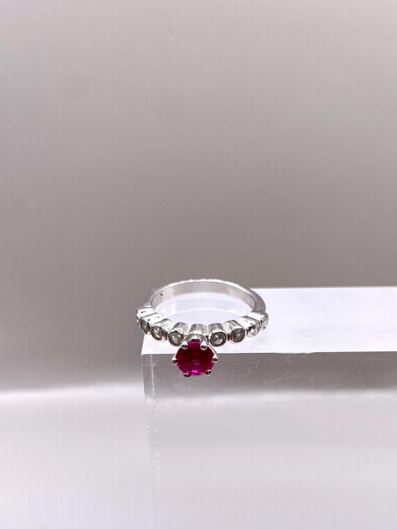 Vintage Statement Ring with Large Round Pink Crys… - image 7