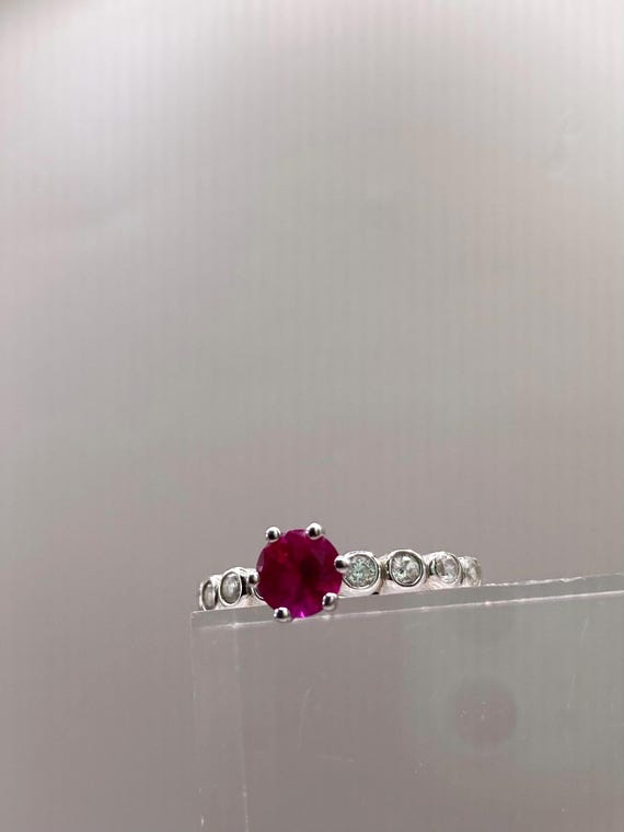 Vintage Statement Ring with Large Round Pink Crys… - image 3