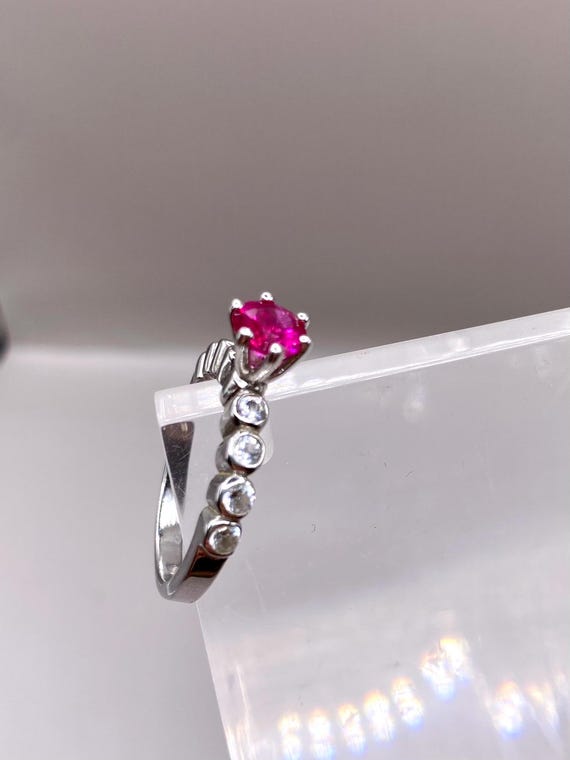 Vintage Statement Ring with Large Round Pink Crys… - image 2