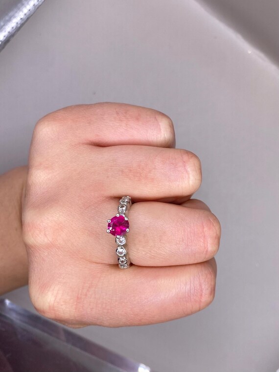 Vintage Statement Ring with Large Round Pink Crys… - image 8