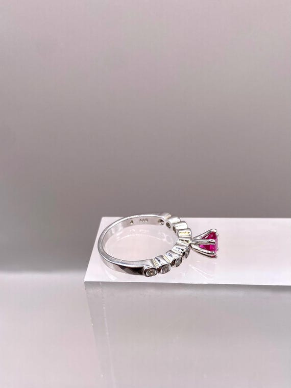 Vintage Statement Ring with Large Round Pink Crys… - image 6