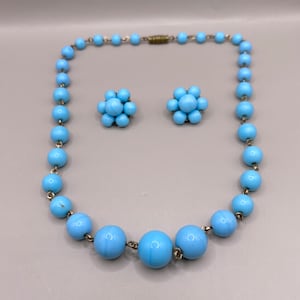 Vintage 1950 Glasperlen Chocker Halsband Halskette und Ohrclips