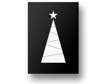 Black and White Christmas Wall Decor, Christmas Tree Digital Wall Art Print, Modern Holiday Christmas Home Decoration, Printable Wall Art