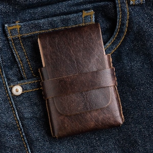 Carteira de couro personalizada / Carteira de couro marrom / Carteira minimalista / Carteira de couro feita à mão / Carteira masculina de couro