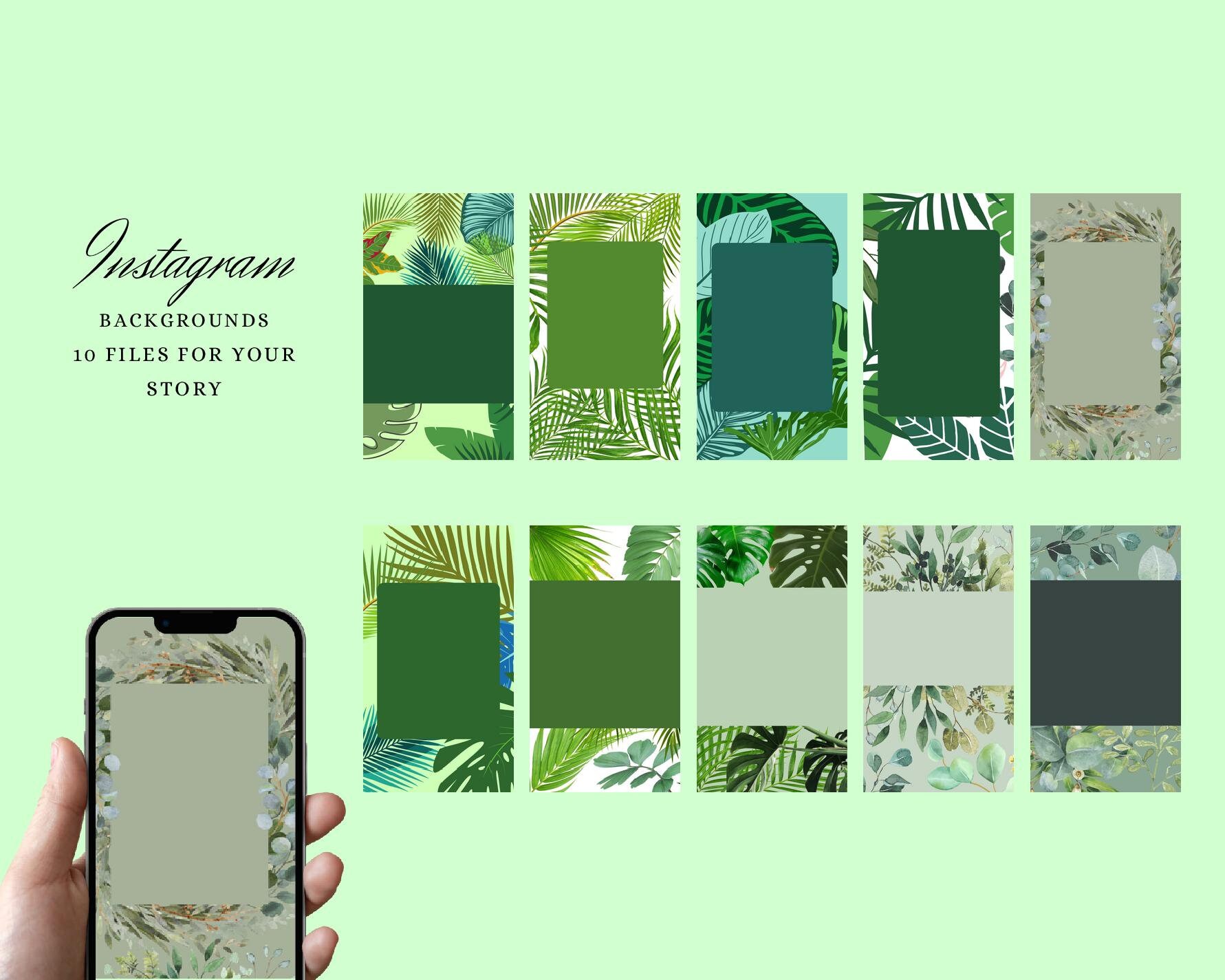 10 Instagram Story Backgrounds Background Green Leaves Etsy