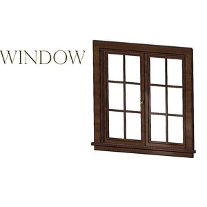 Puede incluir: Una ventana de madera marrón con un solo panel de vidrio en cada una de las seis secciones. La ventana tiene una pequeña manija dorada.
