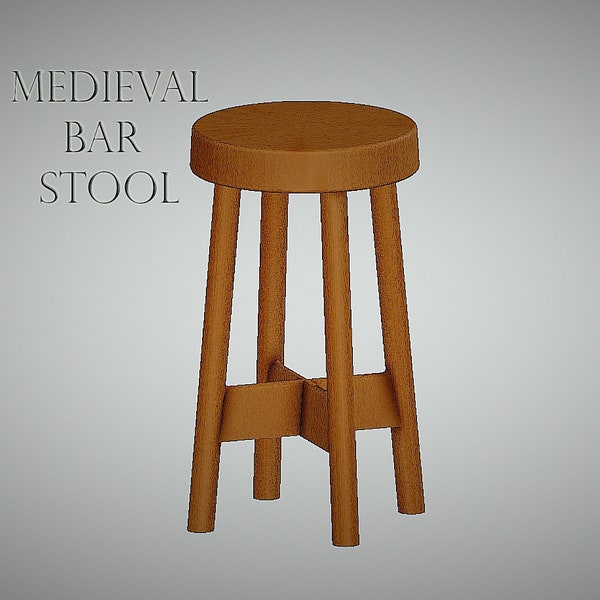 STL File Stool For 3D Printing Medieval Bar Stool