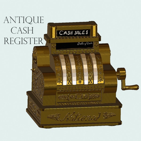 STL File   Dolls House Miniature Shop Pub Bar Accessory Antique Cash Register