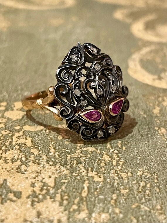 Vintage ring from the 30s/40s in yellow gold and … - image 3