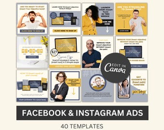 FACEBOOK ADS TEMPLATE - Canva Template for Facebook and Instagram Ads - Converting Facebook Ads for Coaches, Course Creators, and Bloggers.