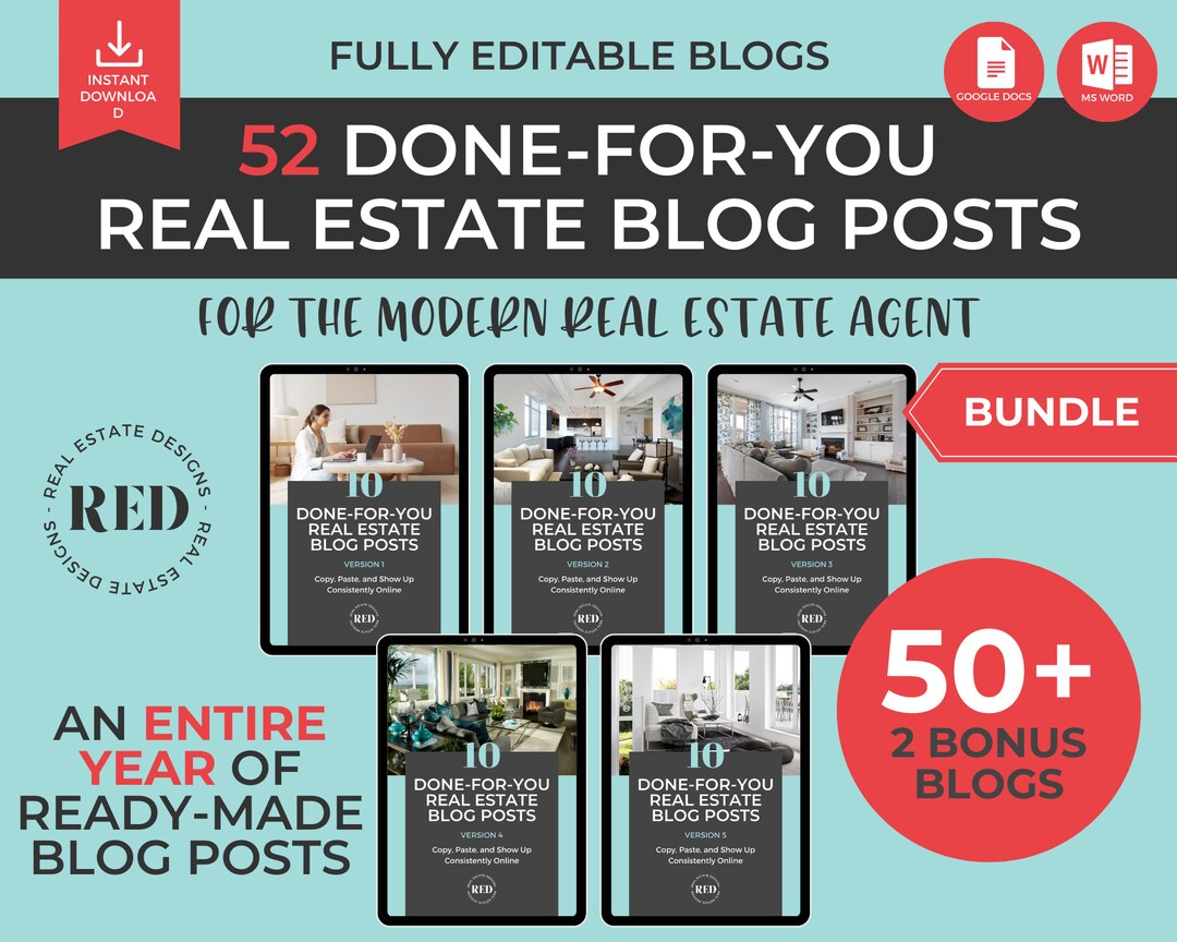 52 Real Estate Blog Posts Bundle an Entire Year of DFY Blog Posts Done