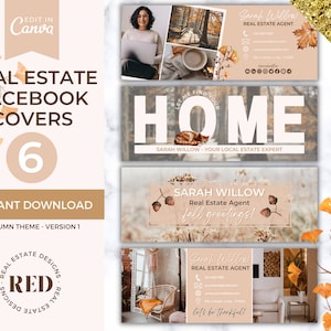 Herbst Facebook Cover Banner | Facebook für Makler | Canva Vorlage | REALTORS Herbst Facebook Banner | Makramee Branding Kit