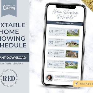 Digital Home Showing Schedule | Buyer Viewing Schedule | Real Estate Marketing | Real Estate Agent | Home Showing | Canva Template | REALTOR