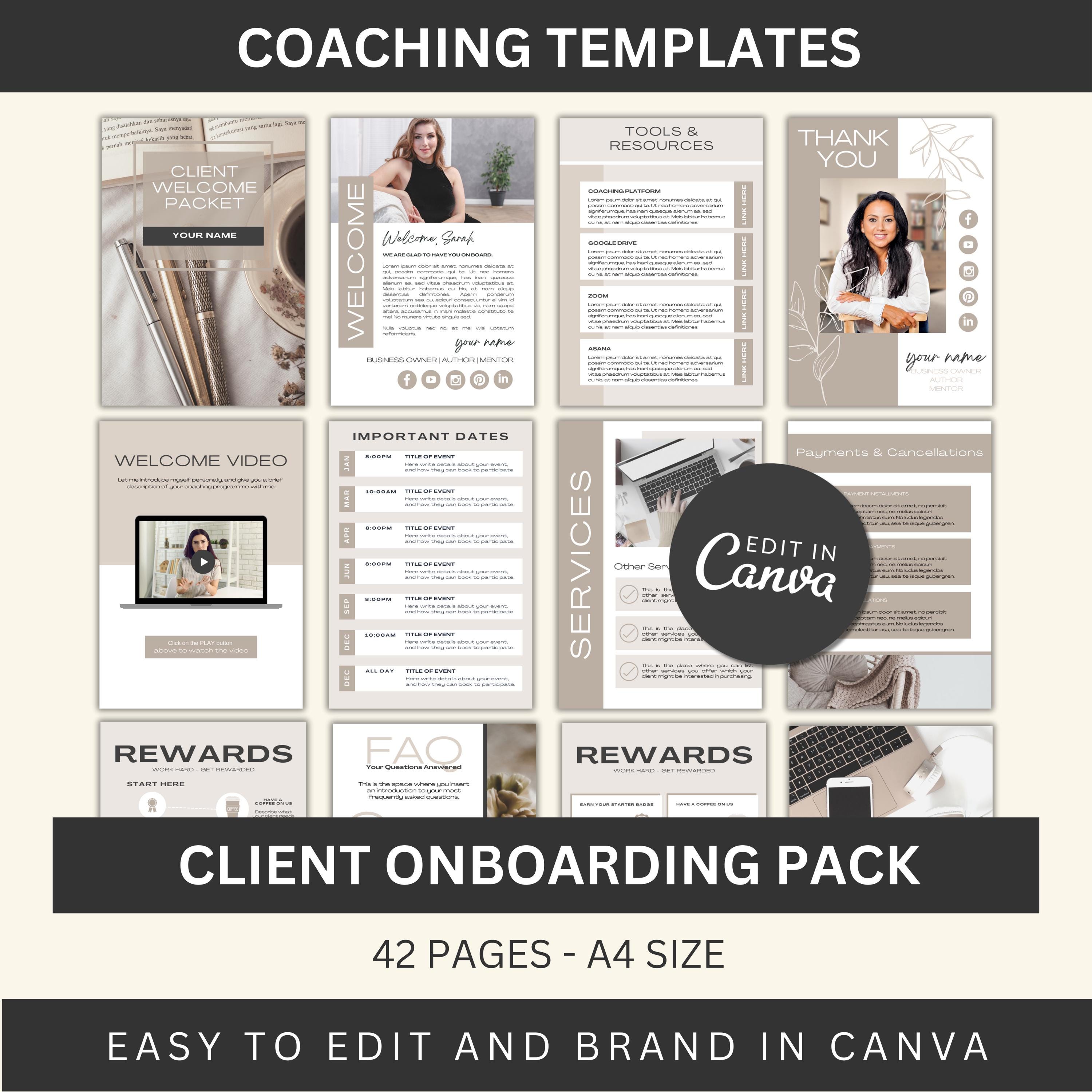 Editable Coaching Templates | Canva Client Welcome Kits | Coaching ...